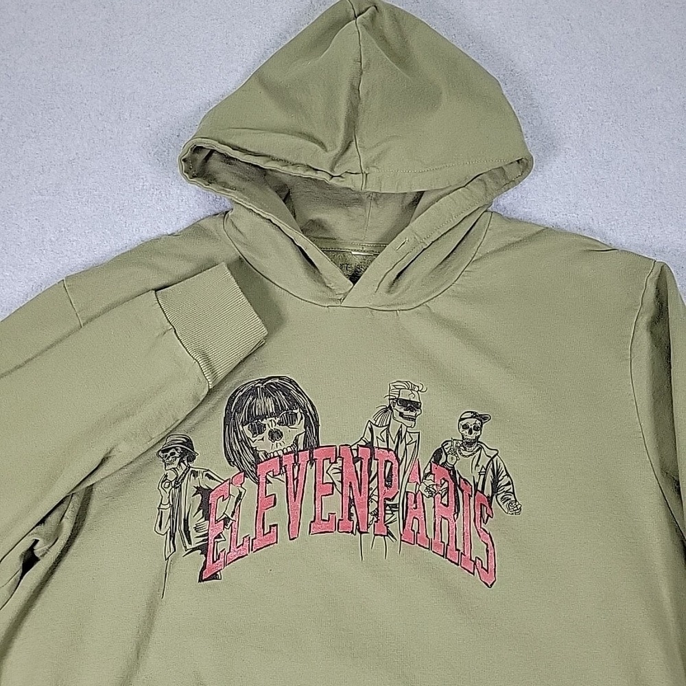 Eleven‎ Paris Skeleton Hoodie Sweatshirt Men's X-Large Army Green Long Sleeve